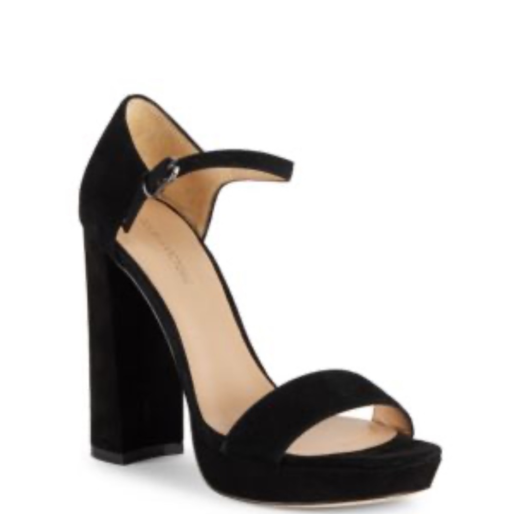 Pour La Victoire Black Suede Leather Mary Jane Platforms Sz 10